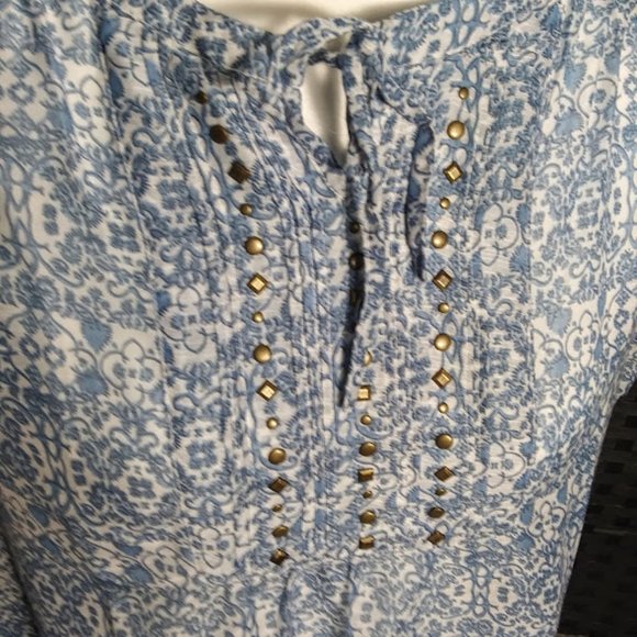 BOCA BAY WOMEN L, FLORAL, KEYHOLE TIE NECKLINE TOP - Picture 3 of 8